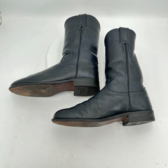 Justin Women Size 7B Black Leather Mid Calf Pull On Western Cowboy Boot - Picture 7 of 13